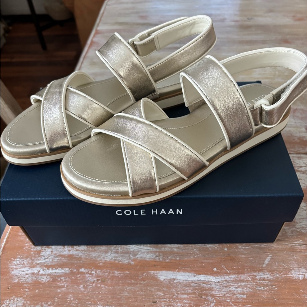 Cole Haan Women's Gold Crisscross Sandals